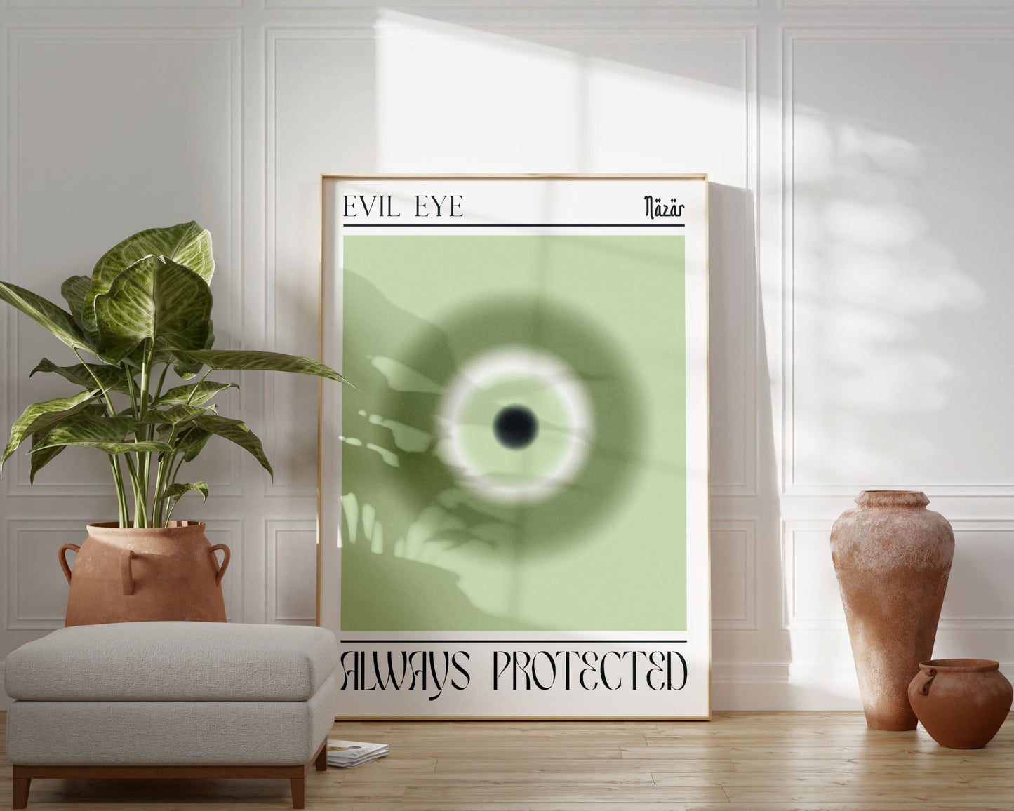 Evil Eye Sage Green Aura Poster