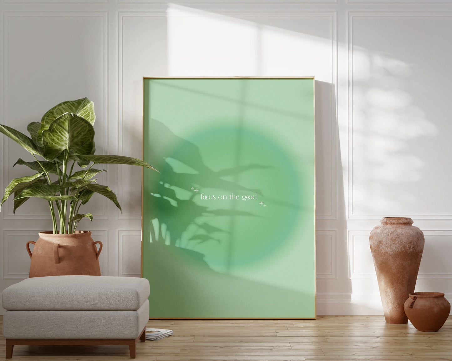 Focus On The Good Sage Green Aura Poster