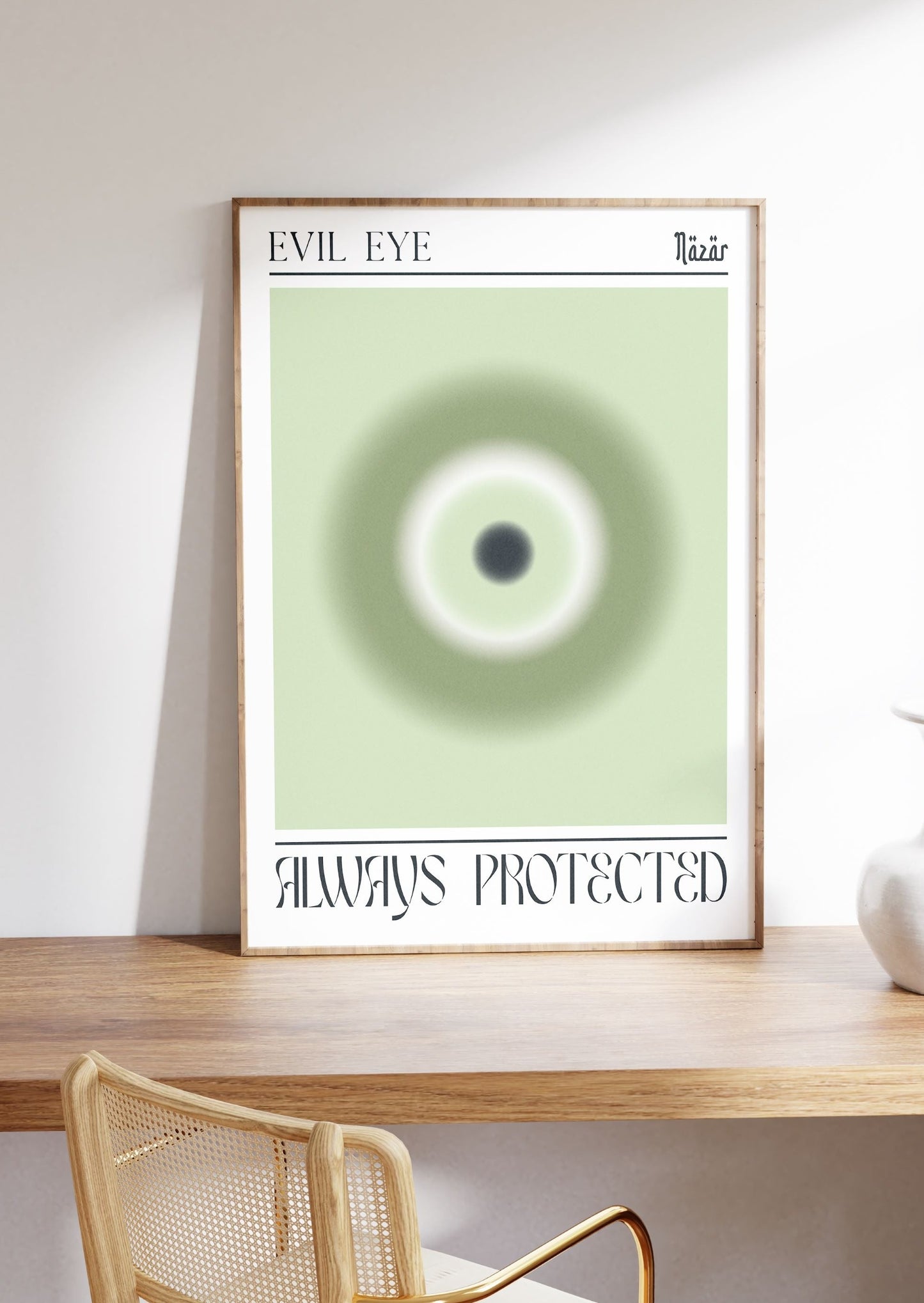 Evil Eye Sage Green Aura Poster