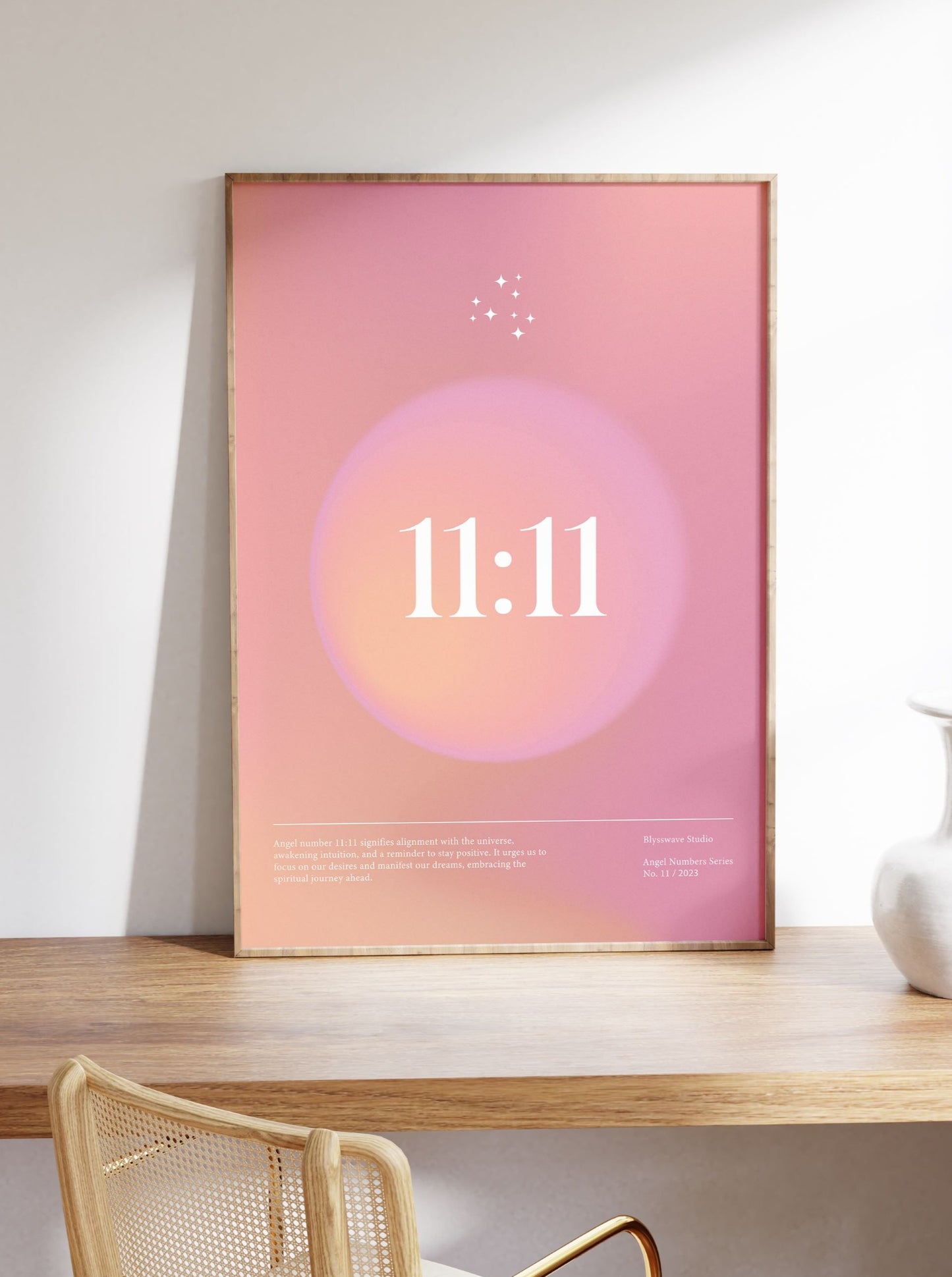 11:11 Angel Number Pink Poster