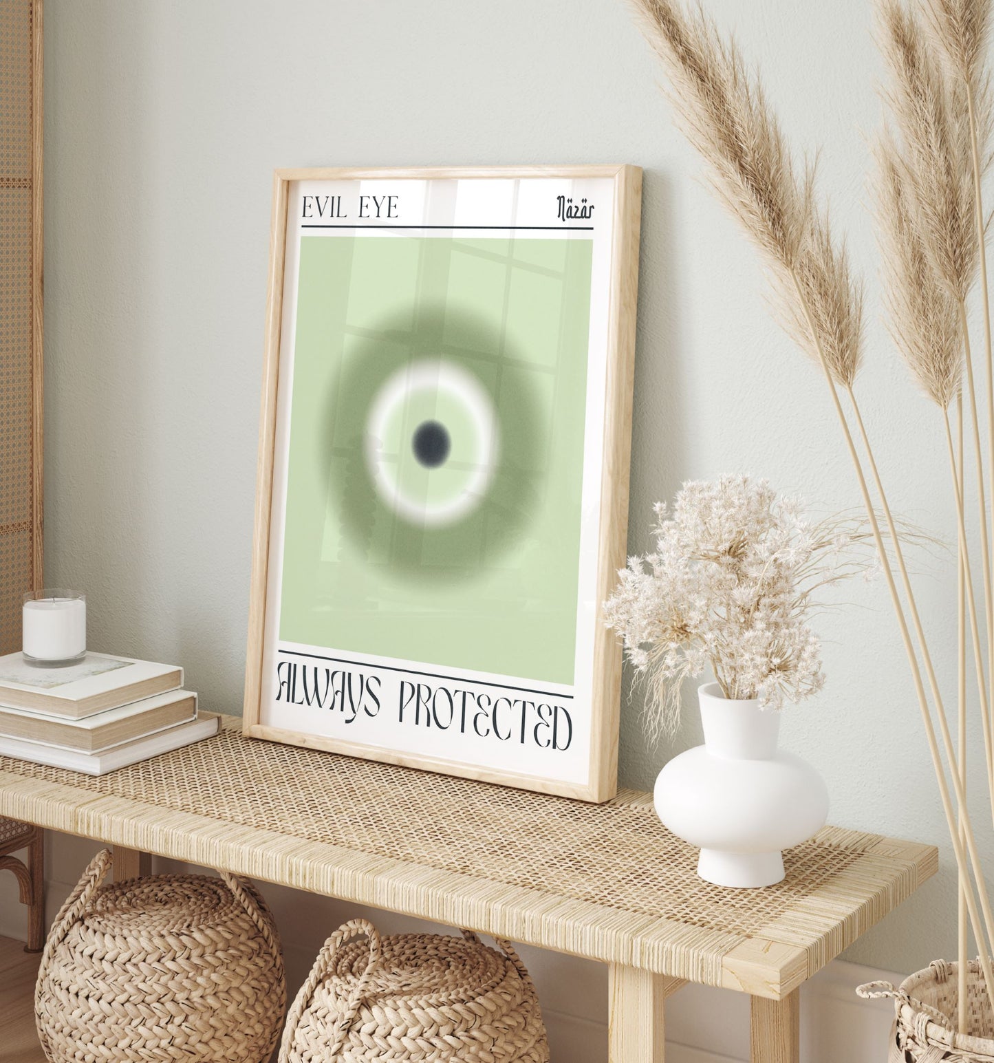 Evil Eye Sage Green Aura Poster