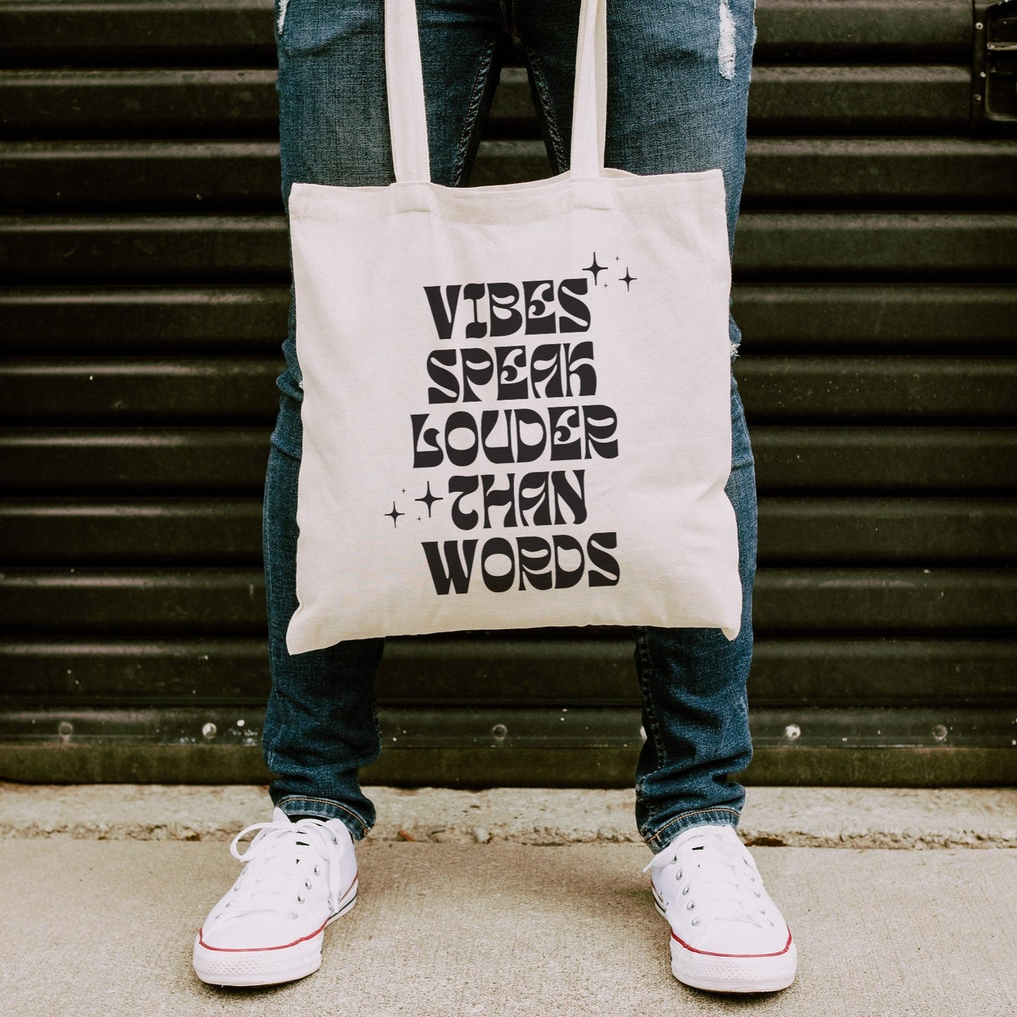 Vibes Speak Louder Than Words | Cotton Canvas Tote Bag