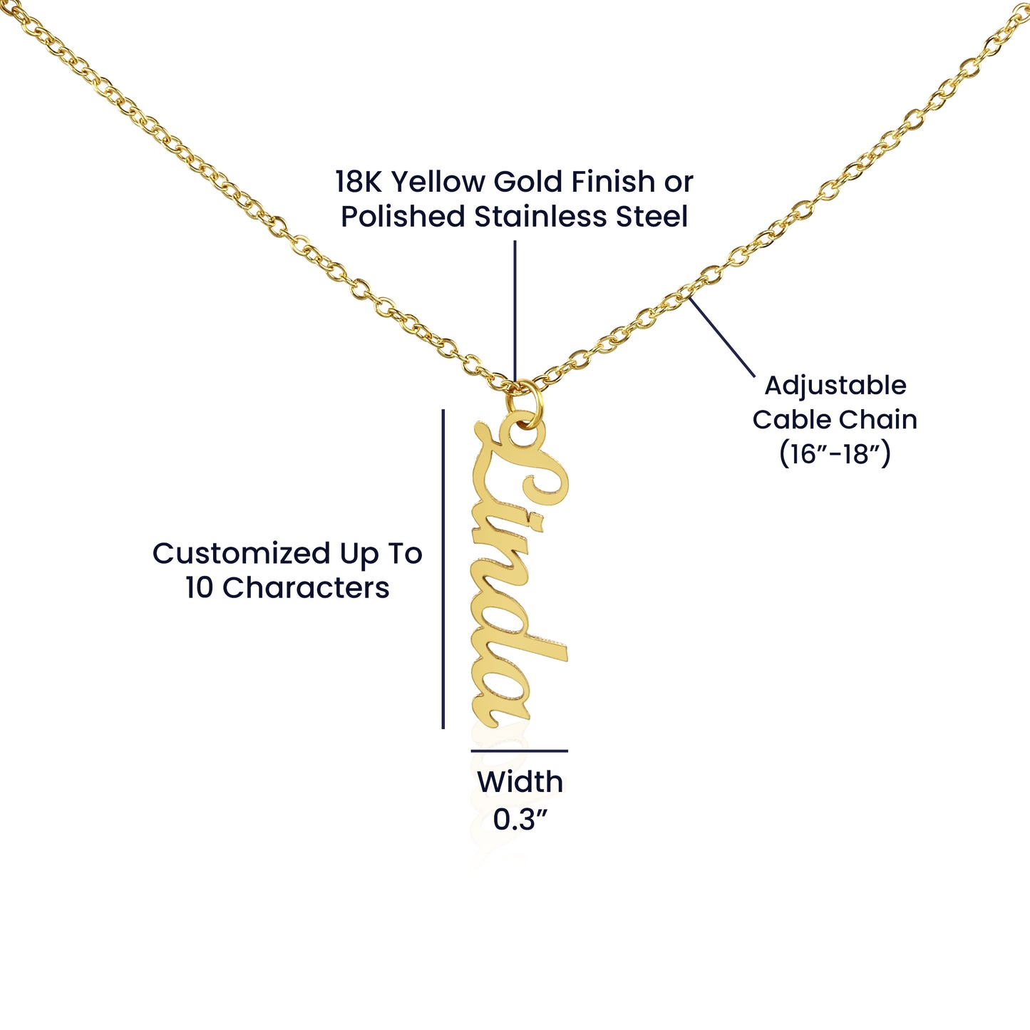 Intention Necklace With Bold Vertical Custom Word