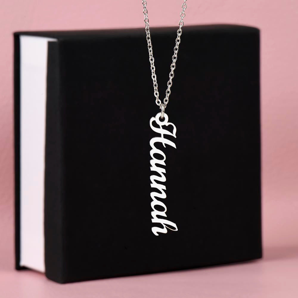 Intention Necklace With Bold Vertical Custom Word