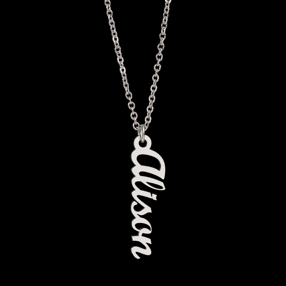 Intention Necklace With Bold Vertical Custom Word