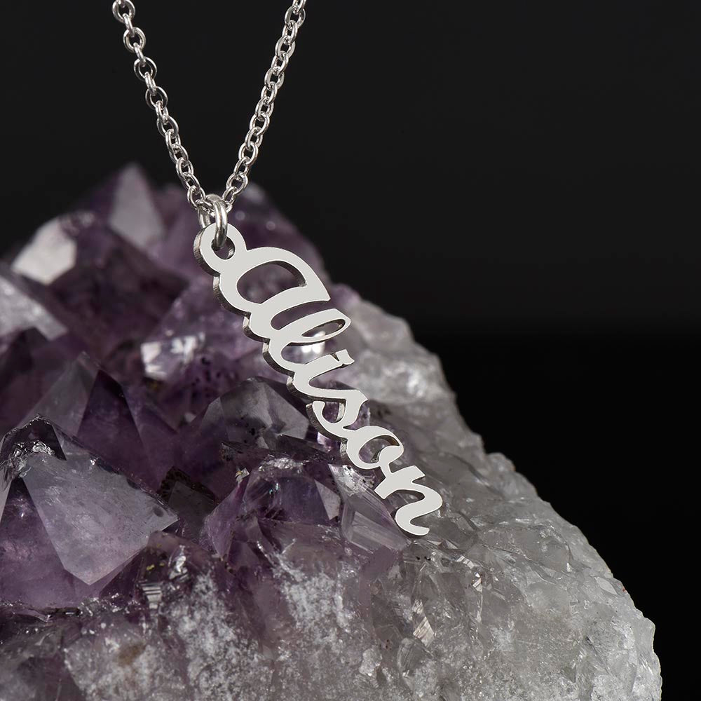 Intention Necklace With Bold Vertical Custom Word