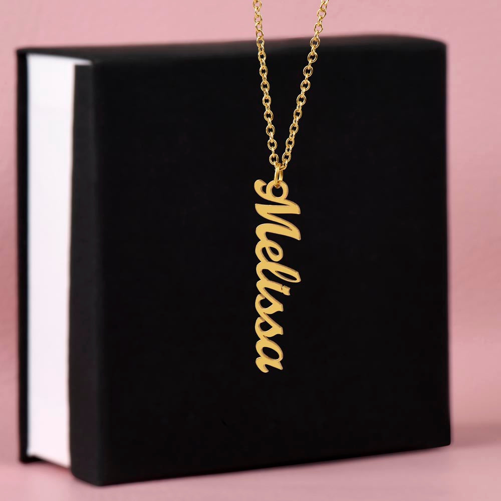 Intention Necklace With Bold Vertical Custom Word