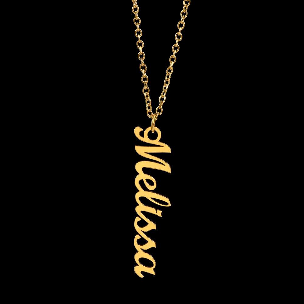 Intention Necklace With Bold Vertical Custom Word