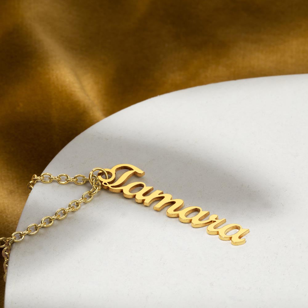 Intention Necklace With Bold Vertical Custom Word