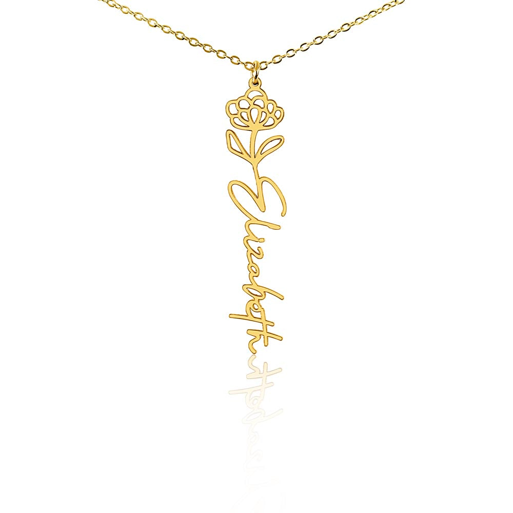 Minimalistic Zodiac Necklace With Custom Word & Birth Flower