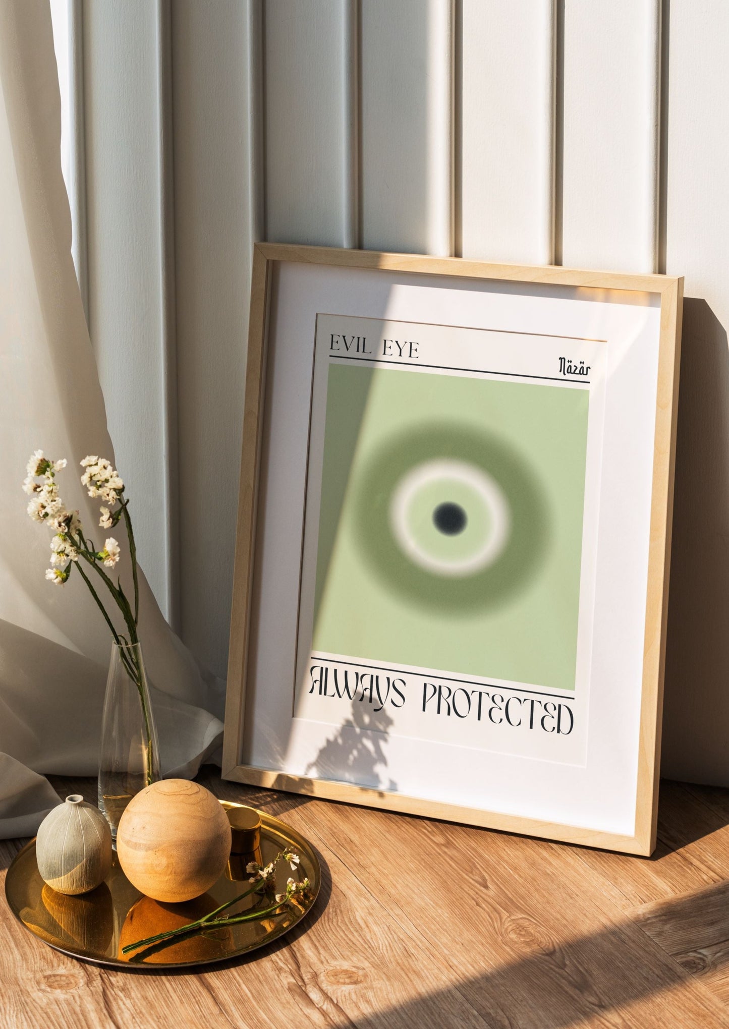 Evil Eye Sage Green Aura Poster